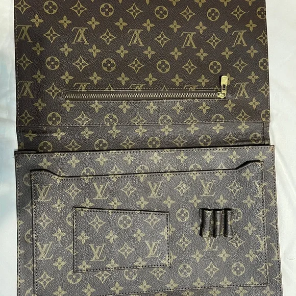 Louis Vuitton Dark Brown and Tan Monogram Laptop Bag/Portfolio - Picture 4 of 5